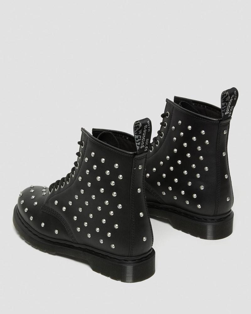 Dr Martens 1460 Stud Wanama Lær Snørestøvletter Dame Svarte | Norge 568JPQ